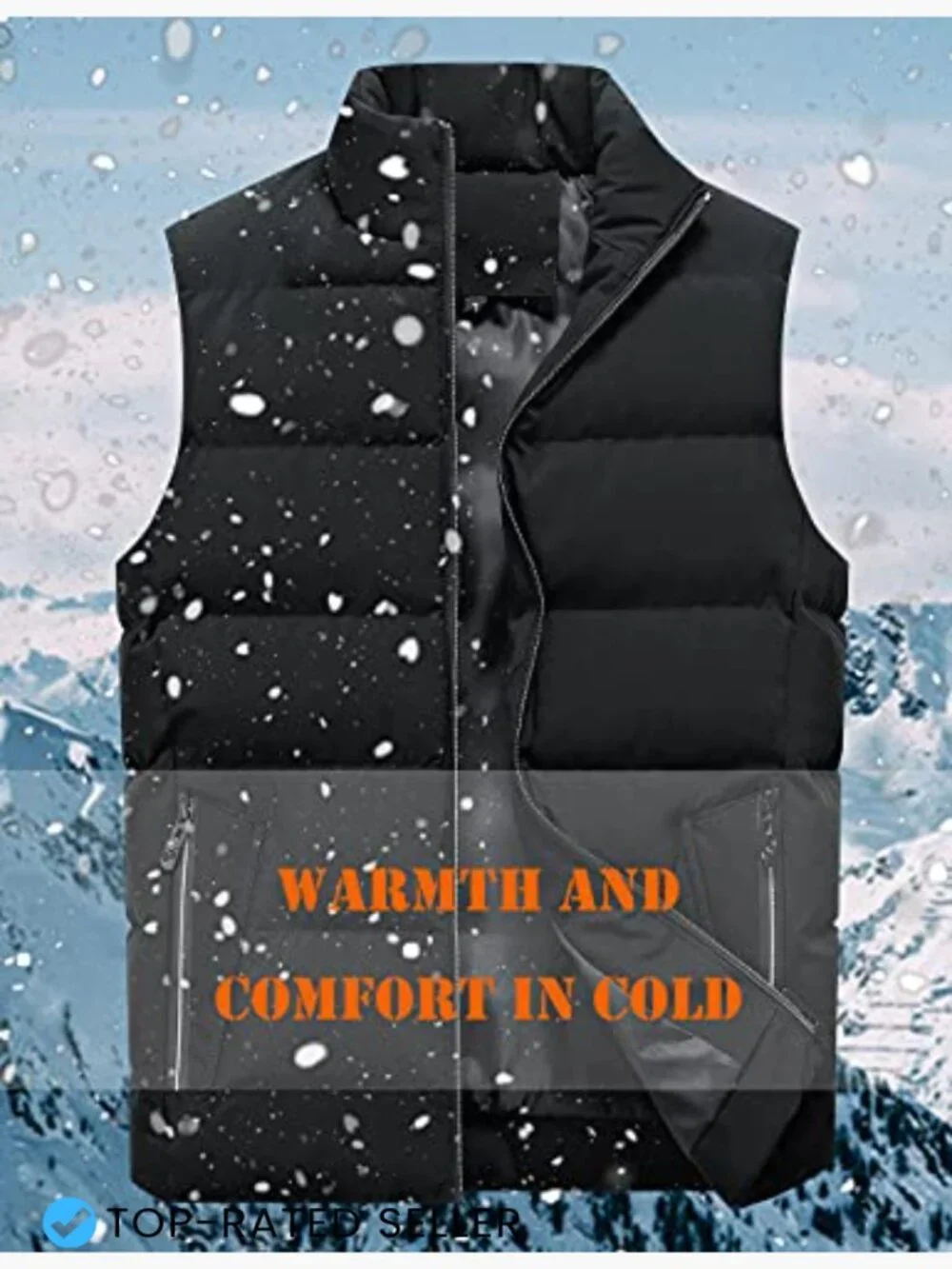 Men's Quilted Padded Vest Lightweight Insulated Sleeveless Jacket Outdoor